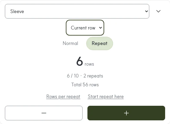 Web PDF counter with the working and completed rows menu and row within a repeat